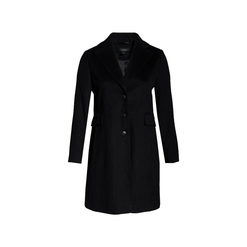 $320 HALOGEN TAILORED Wool Blend Topcoat TRENCH COAT WINTER WARM BLACK PLUS SIZE - Picture 5 of 9